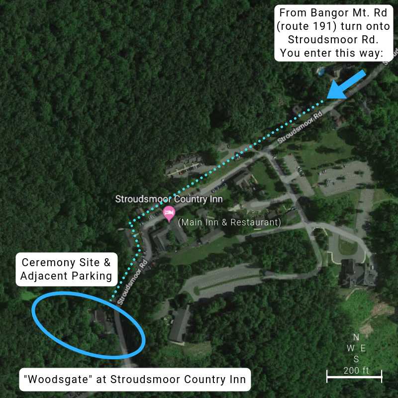 Bold woodsgate at stroudsmoor country inn with dotted lines